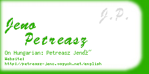 jeno petreasz business card